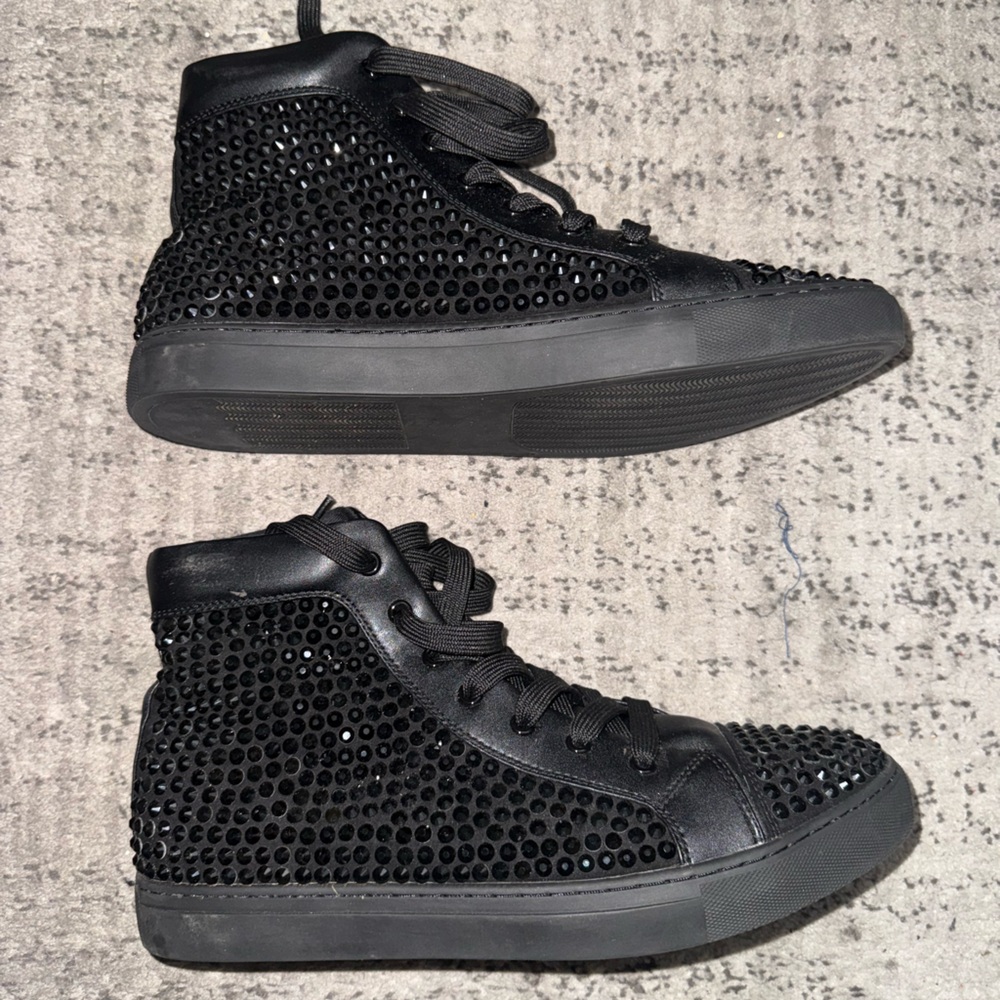 Steve Madden Black Rhinestone High-Top Sneakers